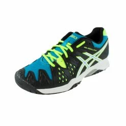 Asics Junior Gel Resolution 6 Tennis Shoes Onyx/Atomic Blue