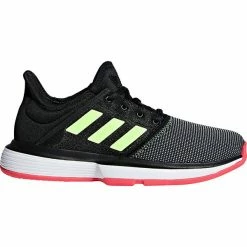 Adidas SoleCourt Junior Tennis Shoe Core Black/Yellow CG6464