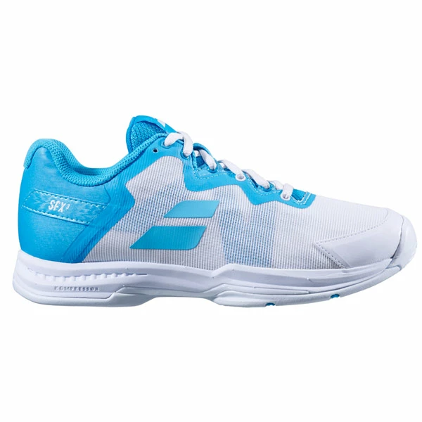 Babolat SFX 3 Women's All Court Tennis Shoe White/Scuba Blue 3 Babolat SFX 3 Women's All Court Tennis Shoe White/Scuba Blue