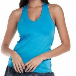 Lucky In Love Women's Wavy V Neck Tank Atlantic Blue CT644-490